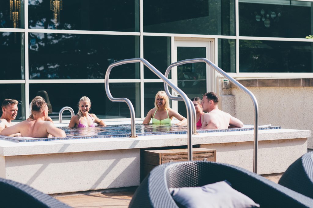 group in hot tub